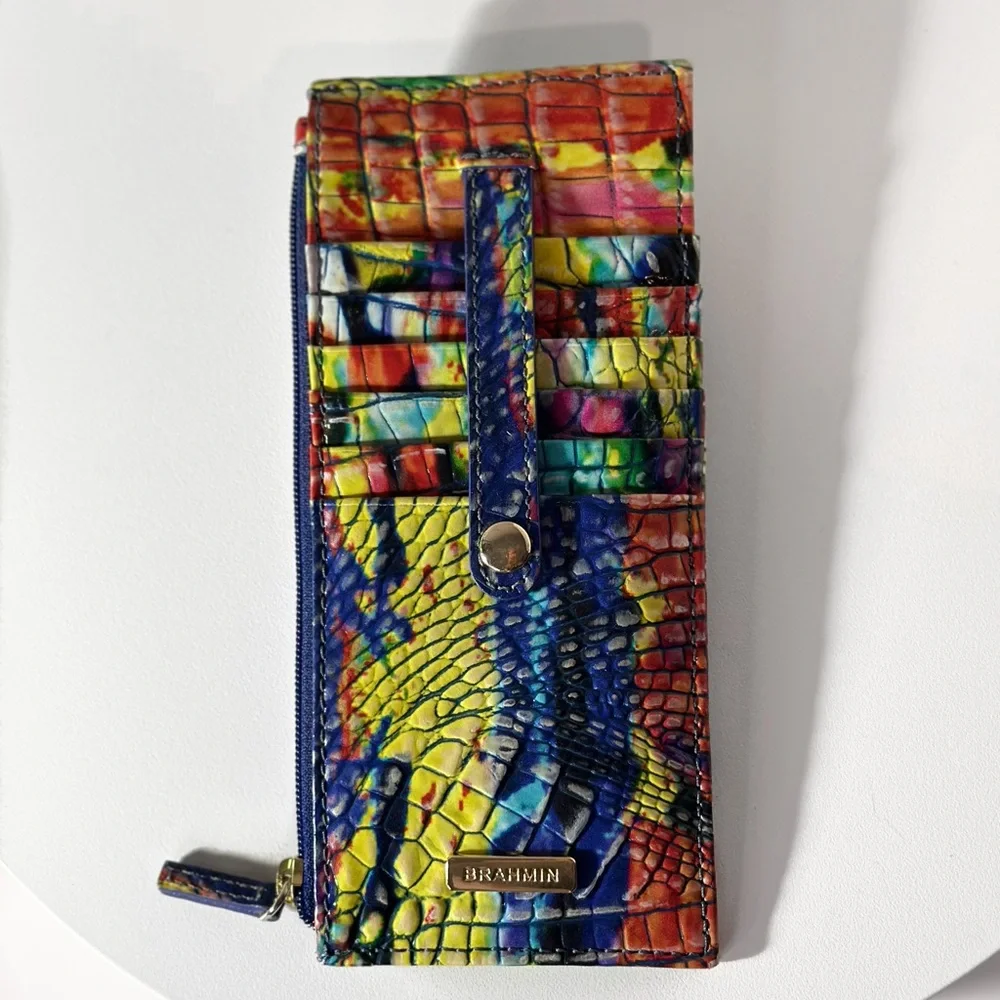 Brahmin RARE Energy Melbourne Multicolor Genuine Leather Credit Card Wallet 🌈 - Picture 4 of 8